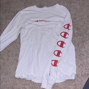 White/red champion long sleeve